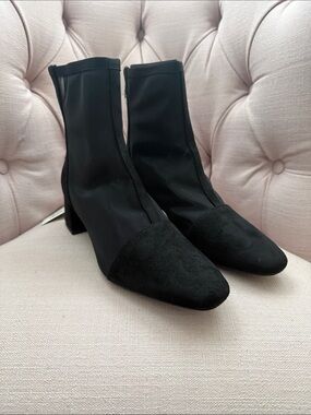 a new day Black Stretch Booties with Suede Cap
